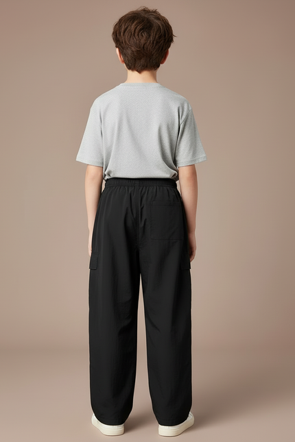 Pantalon Cargo Noir Ample Décontracté Enfant Coton - Polyester - vue 2