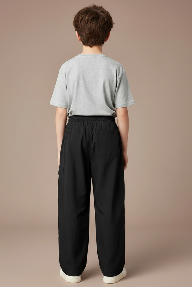 Pantalon Cargo Noir Ample Décontracté Enfant Coton - Polyester - vue 2