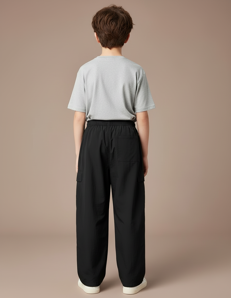 Pantalon Cargo Noir Ample Décontracté Enfant Coton - Polyester - vue 2