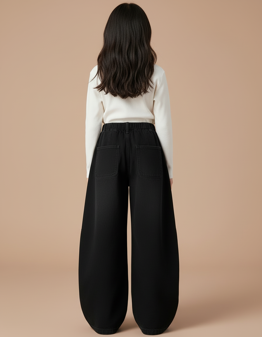 Pantalon Cargo Noir Ample Enfant Multipoches - Jean - vue 2
