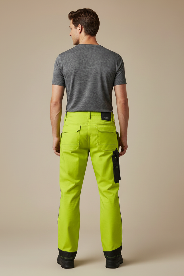 Pantalon Cargo Fluorescent Réfléchissant Multipoches Sécurité Homme - Vert Polyester - vue 2