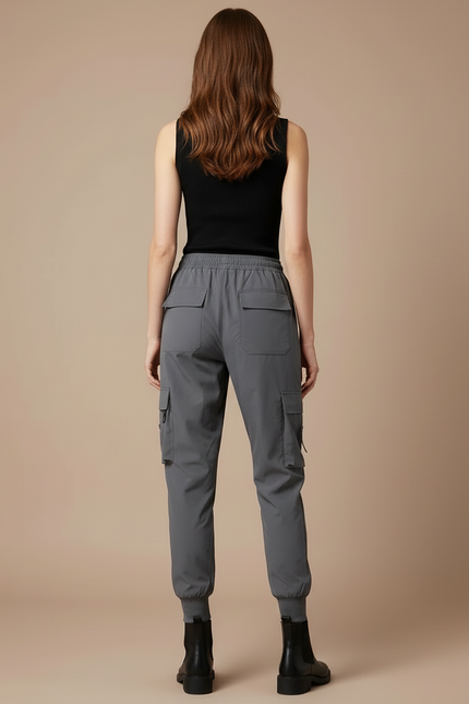 Pantalon Cargo Femme Gris Jogger Ripstop - Polyester - vue 2
