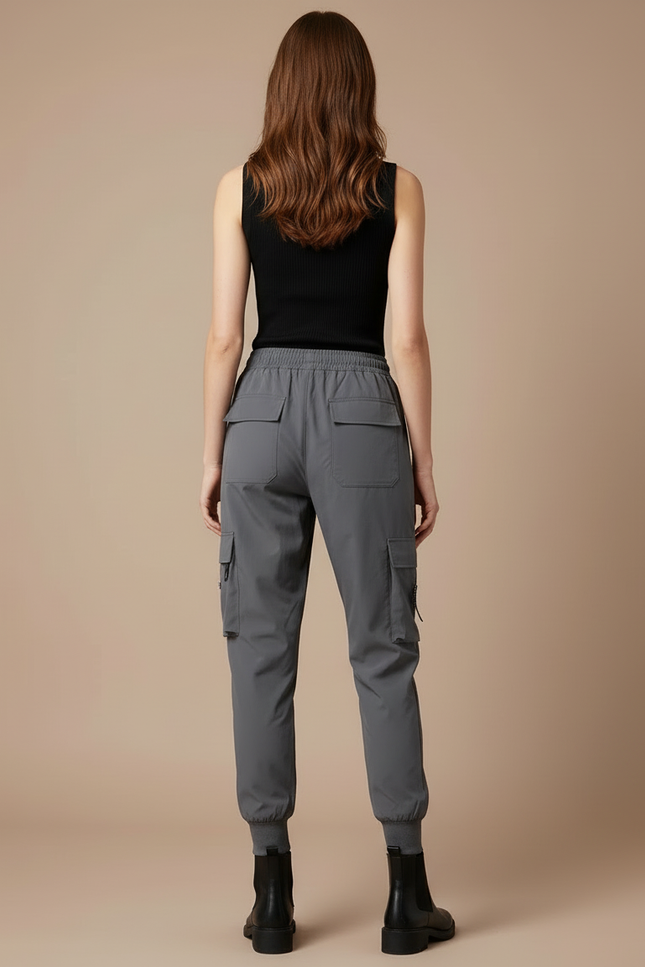 Pantalon Cargo Femme Gris Jogger Ripstop - Polyester - vue 2
