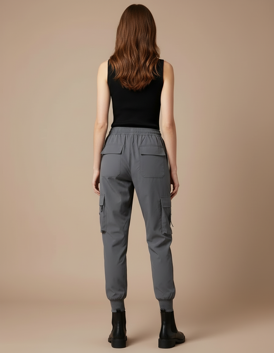 Pantalon Cargo Femme Gris Jogger Ripstop - Polyester - vue 2