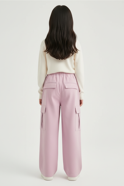 Pantalon Cargo Fille Rose Baggy Toile - Molleton - vue 2