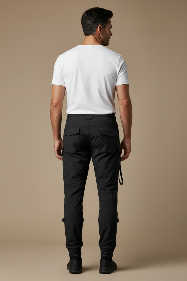 Pantalon Cargo Noir Homme Technique Multipoches Jogger - Polyester - vue 2