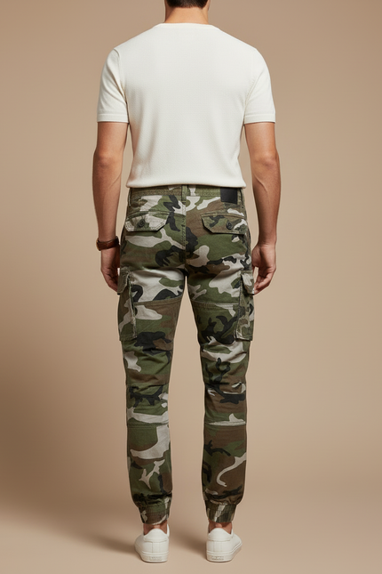Pantalon Cargo Camouflage Militaire Coton Slim Jogger - Multicolore - vue 2