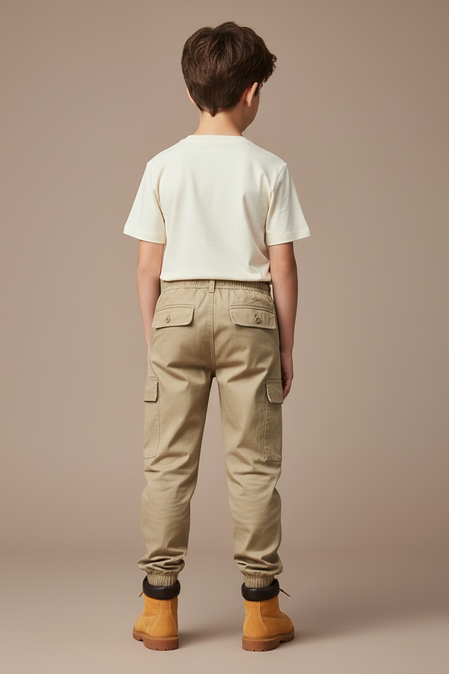 Pantalon Cargo Beige Ample Multipoches Coton Enfant - vue 2