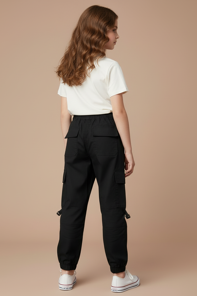Pantalon Cargo Noir Décontracté Ample Poches - Toile - vue 2