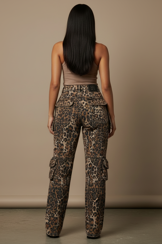 Pantalon Cargo Leopard Femme - Imprimé Jean - vue 2