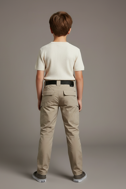 Pantalon Cargo Beige Enfant Multipoches Coupe Droite - Gabardine - vue 2
