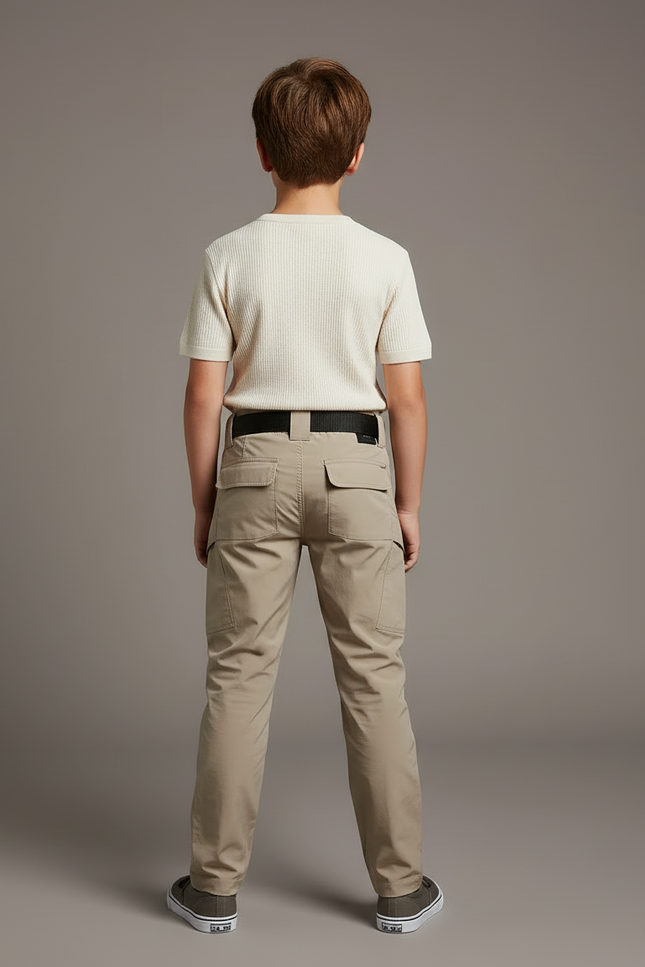 Pantalon Cargo Beige Enfant Multipoches Coupe Droite - Gabardine - vue 2