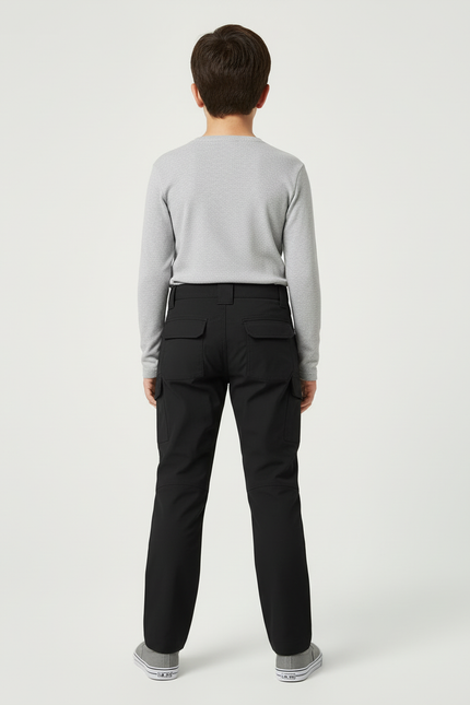 Pantalon Cargo Noir Multipoches Enfant Léger Respirant - Polyester - vue 2