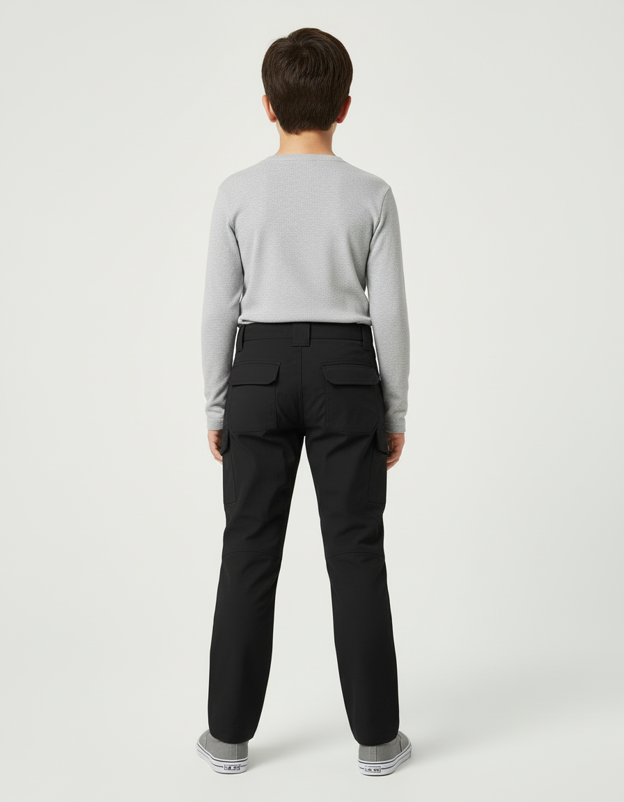 Pantalon Cargo Noir Multipoches Enfant Léger Respirant - Polyester - vue 2