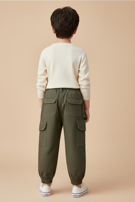 Pantalon Cargo Bébé - Kaki Molleton - vue 2
