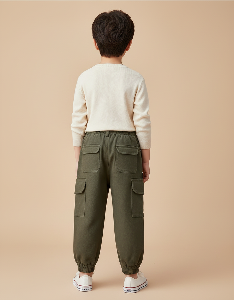 Pantalon Cargo Bébé - Kaki Molleton - vue 2