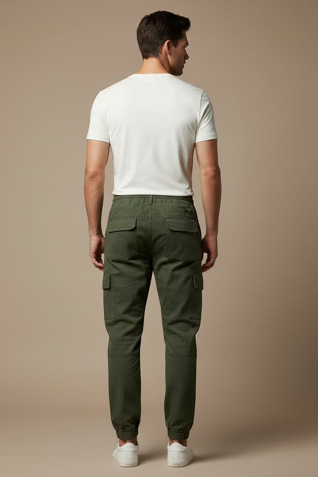 Pantalon Cargo Vert Militaire Coton Jogger Homme - Kaki - vue 2