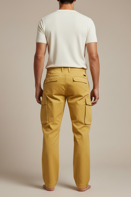 Pantalon Cargo Jaune Homme - Toile - vue 2