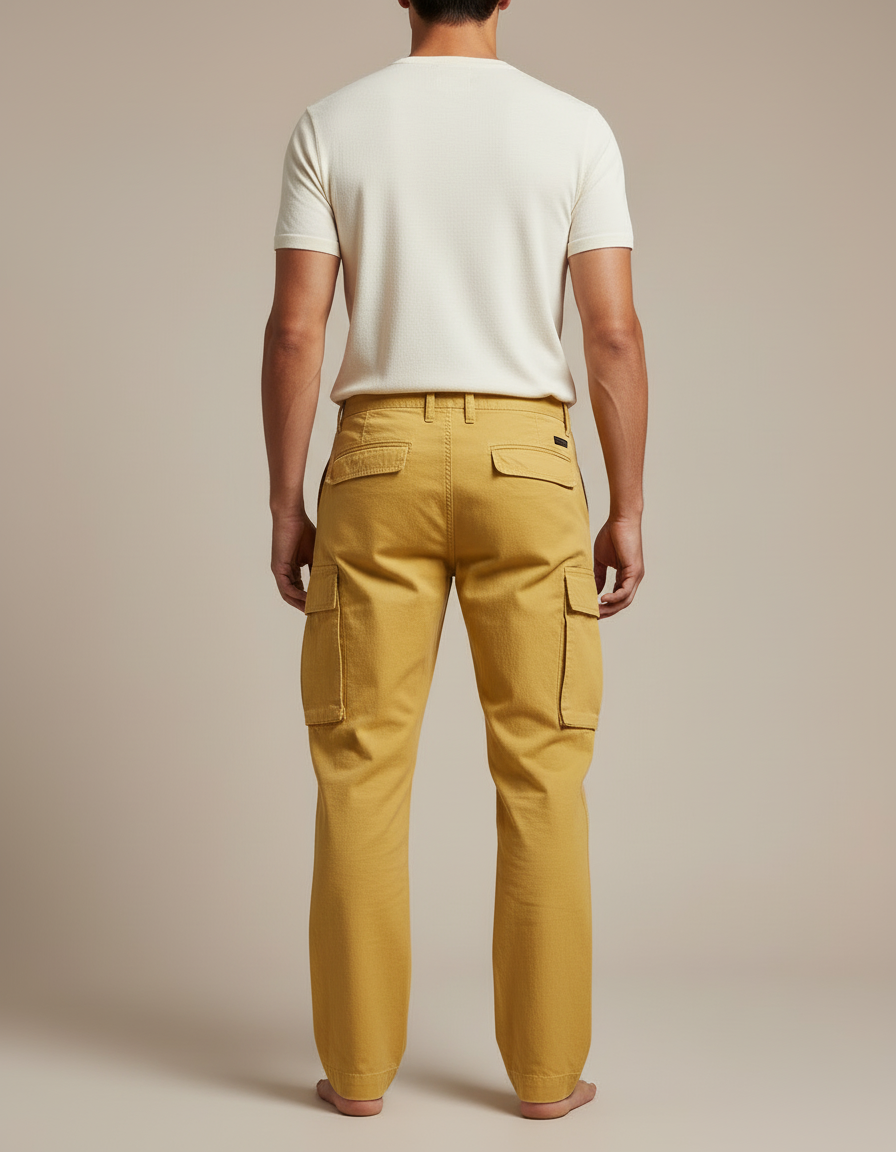 Pantalon Cargo Jaune Homme - Toile - vue 2
