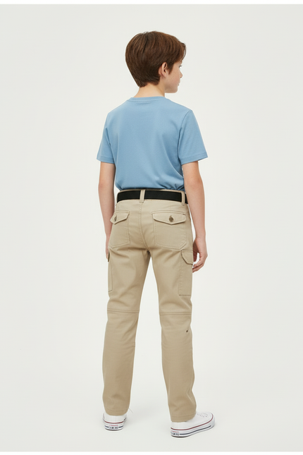 Pantalon Cargo Beige Multipoches Décontracté Garçon - Toile - vue 2