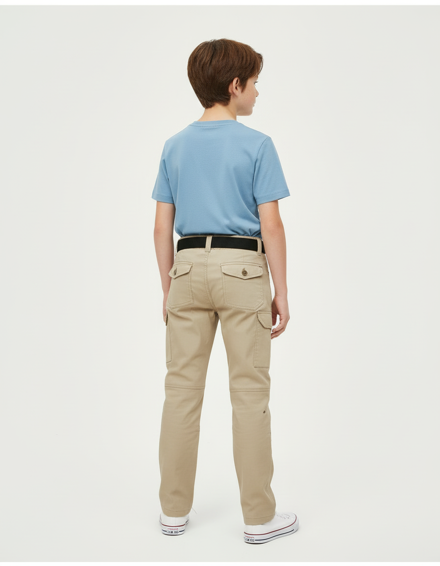 Pantalon Cargo Beige Multipoches Décontracté Garçon - Toile - vue 2