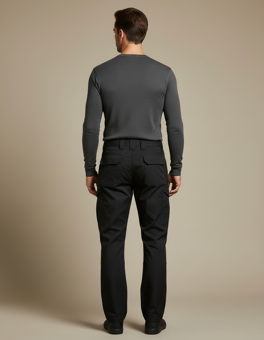 Pantalon Cargo Homme Noir Multipoches Durable Urbain - Toile - vue 2