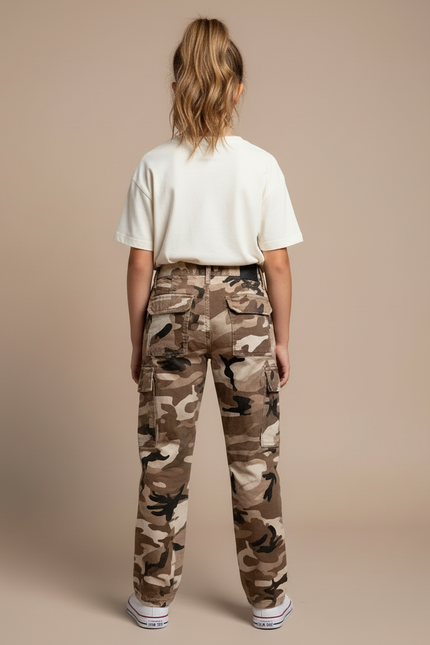 Pantalon Cargo Camouflage Marron Ample Femme Décontracté - Toile - vue 2