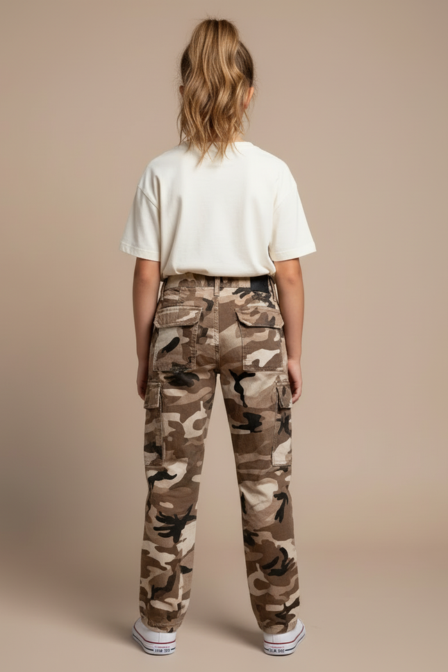 Pantalon Cargo Camouflage Marron Ample Femme Décontracté - Toile - vue 2