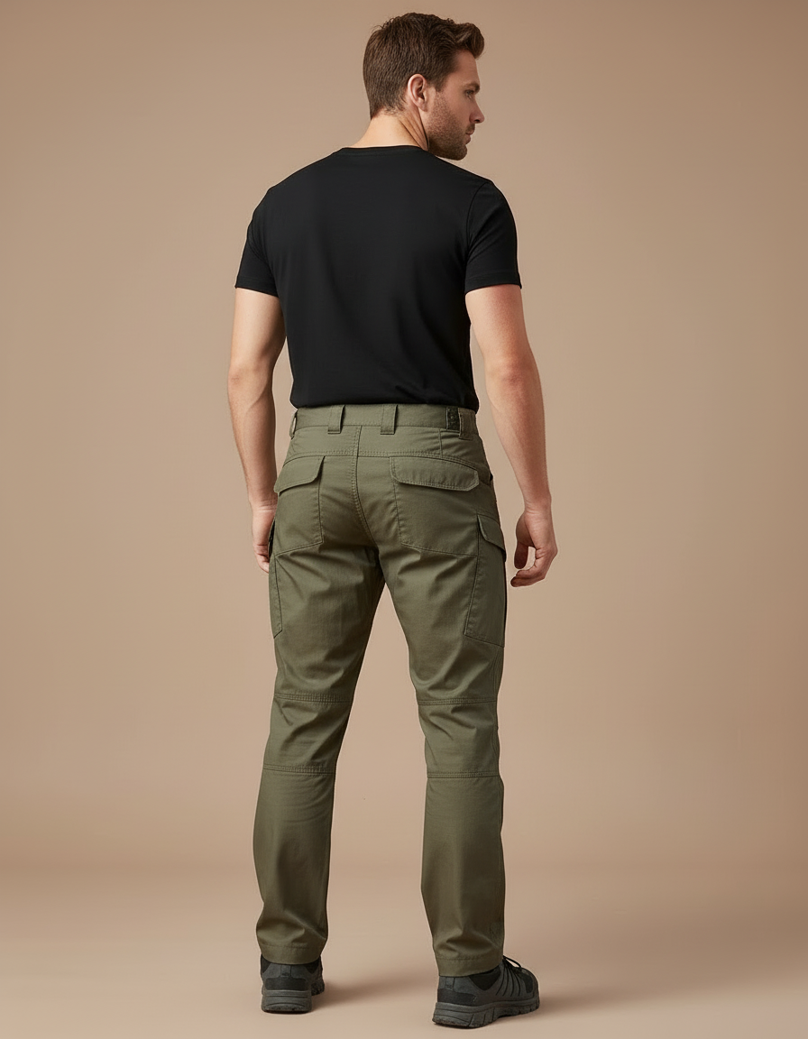 Pantalon Cargo Vert Militaire Durable Homme - Kaki Gabardine - vue 2