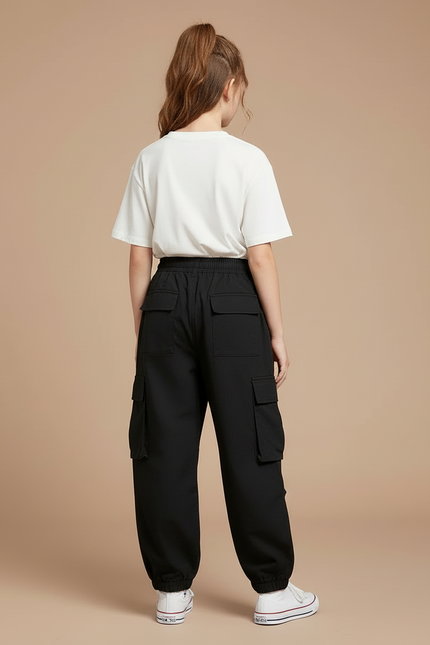 Pantalon Cargo Garçon - Noir Toile - vue 2