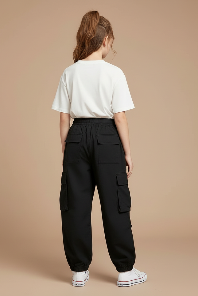 Pantalon Cargo Garçon - Noir Toile - vue 2