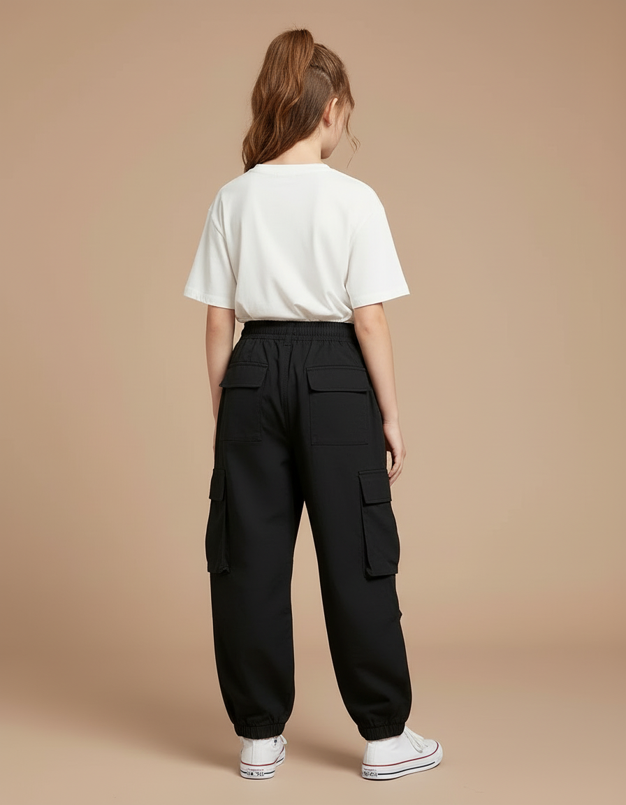 Pantalon Cargo Garçon - Noir Toile - vue 2