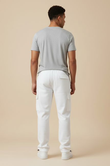 Pantalon Cargo Blanc Ample Décontracté Confortable Homme - Molleton - vue 2