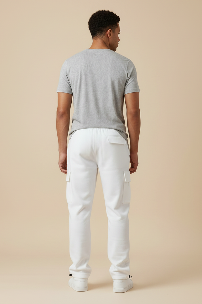 Pantalon Cargo Blanc Ample Décontracté Confortable Homme - Molleton - vue 2