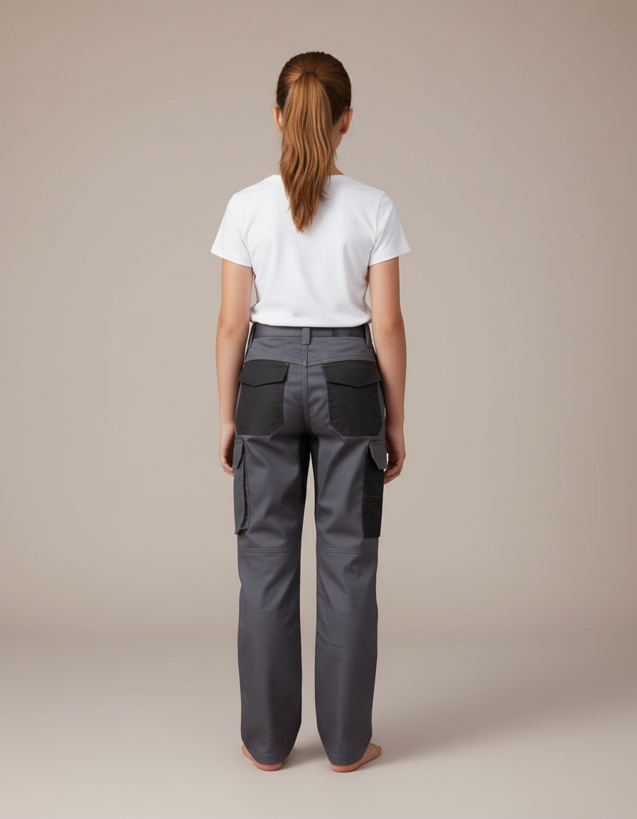 Pantalon Cargo Gris Enfant, Multi-poches, Résistant, Décontracté - Toile - vue 2