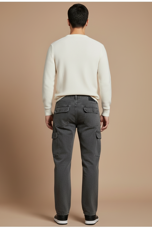 Pantalon Cargo Gris Ample Multipoches Homme Décontracté - Jean - vue 2