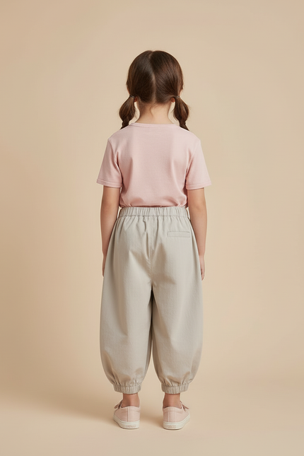 Pantalon Cargo Enfant Ample Beige Poches Latérales - Coton - vue 2