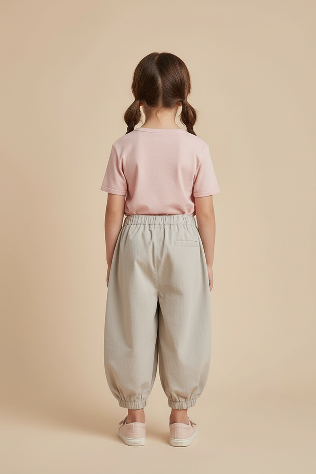 Pantalon Cargo Enfant Ample Beige Poches Latérales - Coton - vue 2