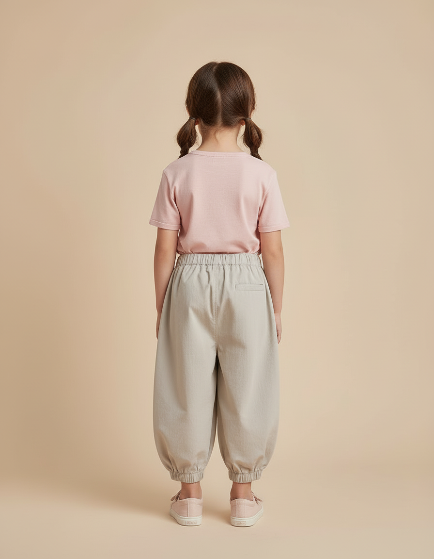 Pantalon Cargo Enfant Ample Beige Poches Latérales - Coton - vue 2