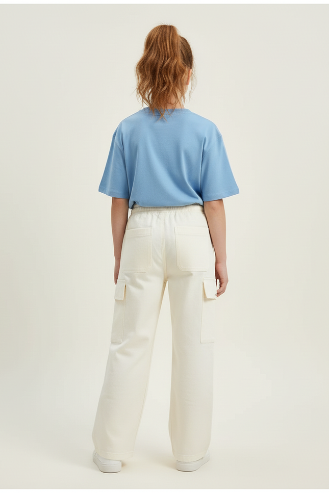 Pantalon Cargo Crème Ample Multipoches Enfant - Beige Toile - vue 2