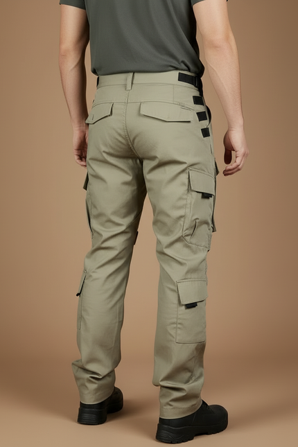 Pantalon Cargo Homme Kaki Tactique Multipoches Résistant Treillis - Toile - vue 2