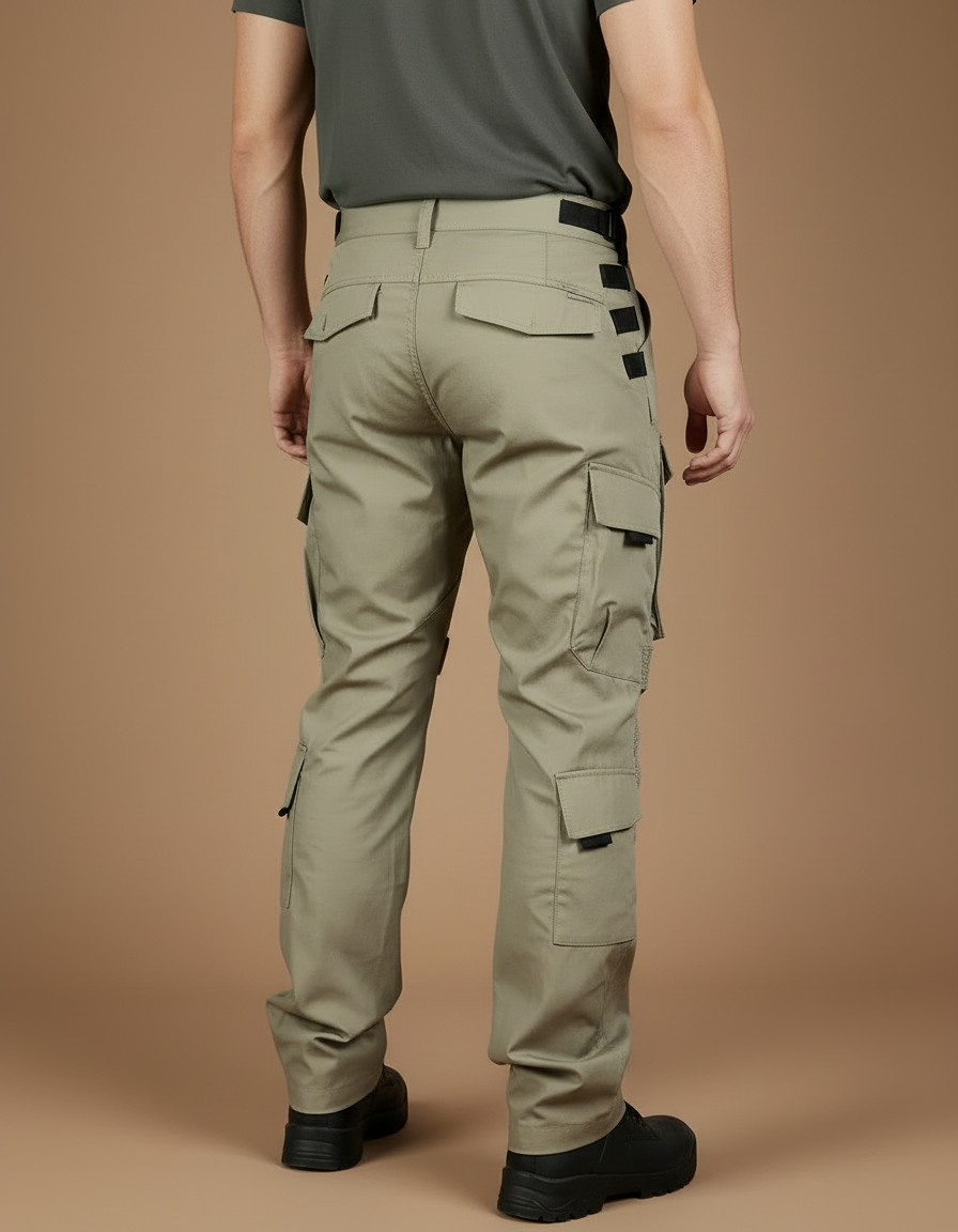 Pantalon Cargo Homme Kaki Tactique Multipoches Résistant Treillis - Toile - vue 2