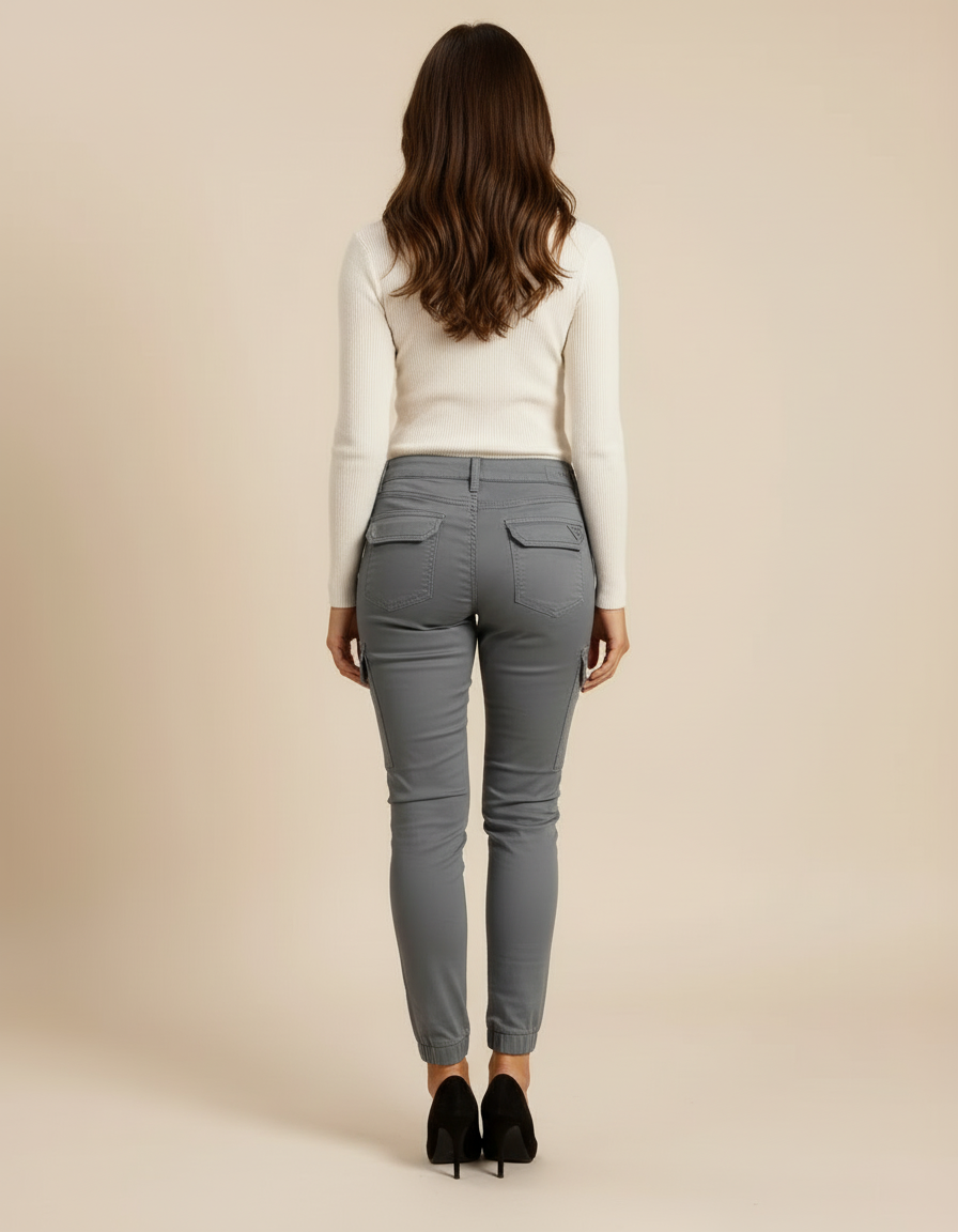Pantalon Cargo Gris Slim Jogger Femme Élégant - Coton - vue 2