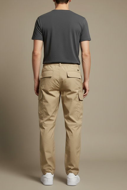 Pantalon Cargo Homme Beige Droit Multipoches Décontracté - Toile - vue 2