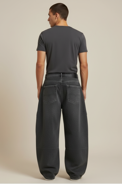 Pantalon Cargo Gris Ample Denim Multipoches Homme - Jean - vue 2