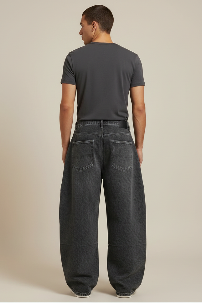 Pantalon Cargo Gris Ample Denim Multipoches Homme - Jean - vue 2