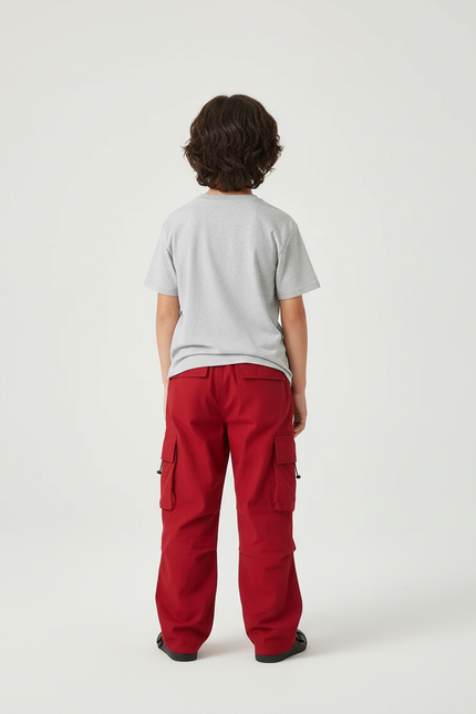 Pantalon Cargo Garçon Rouge Parachute - Toile - vue 2