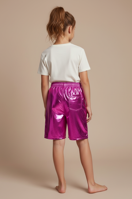 Pantalon Cargo Métallique Rose Brillant Ample Enfant - Polyester - vue 2