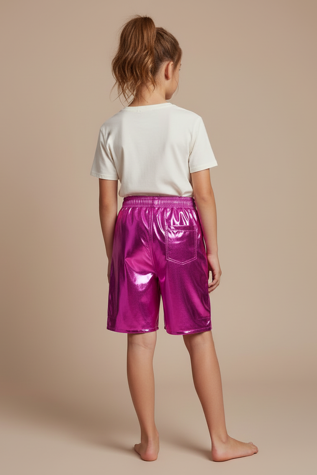 Pantalon Cargo Métallique Rose Brillant Ample Enfant - Polyester - vue 2