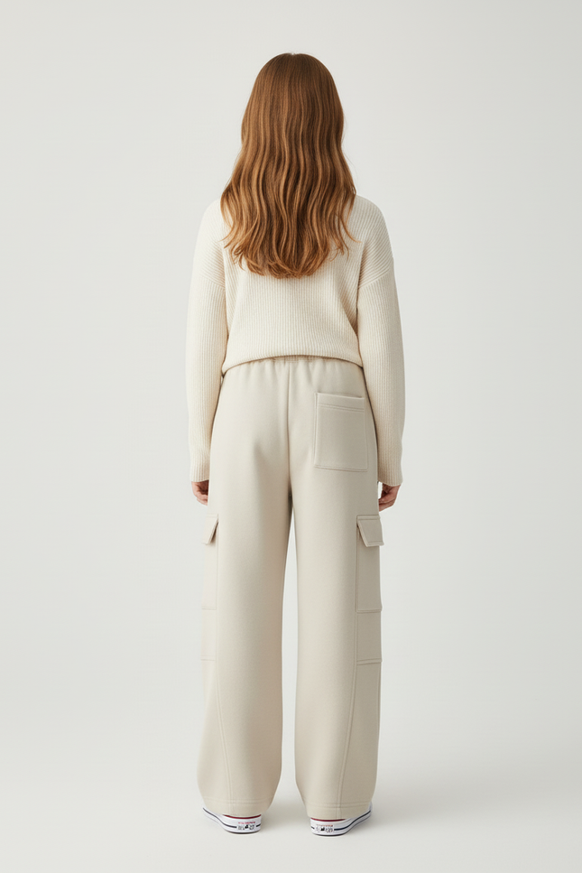 Pantalon Cargo Beige Ample Molletonné Enfant - vue 2